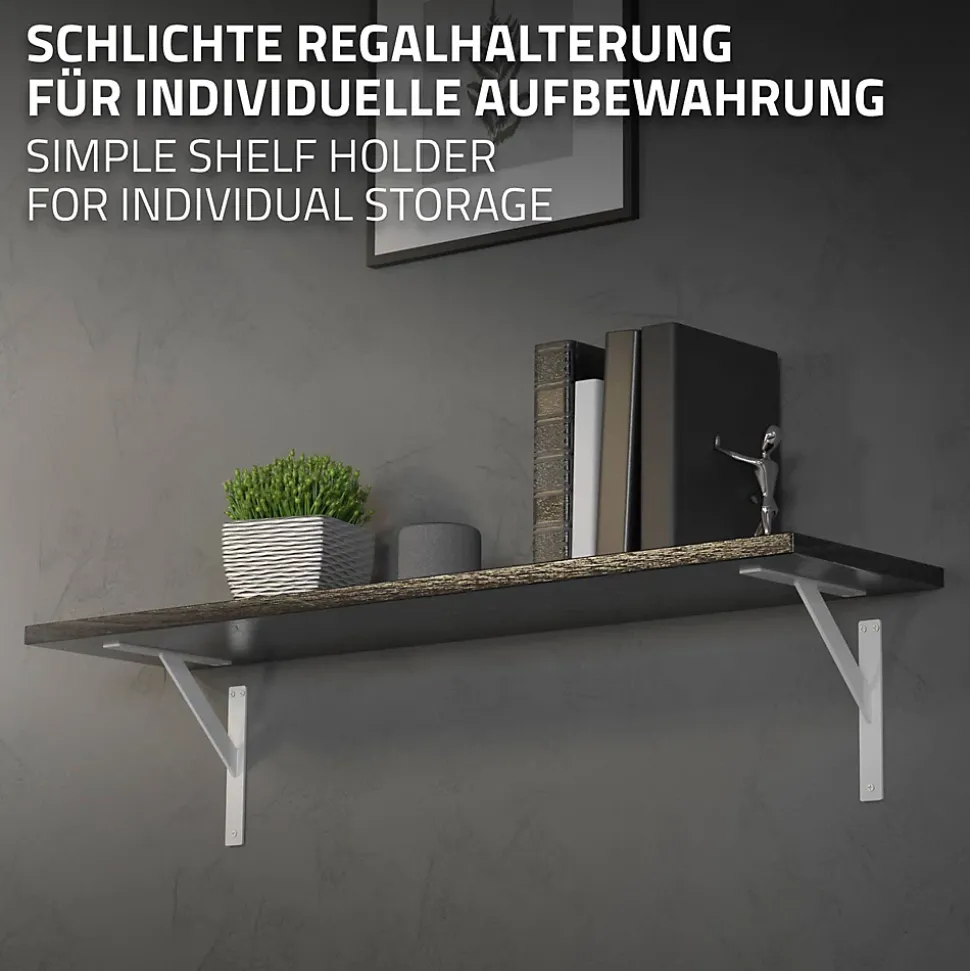 4x Support Etagere murale fixation flottante aluminium blanc
