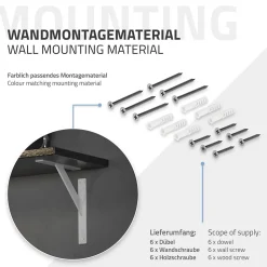 4x Support Etagere murale fixation flottante aluminium blanc