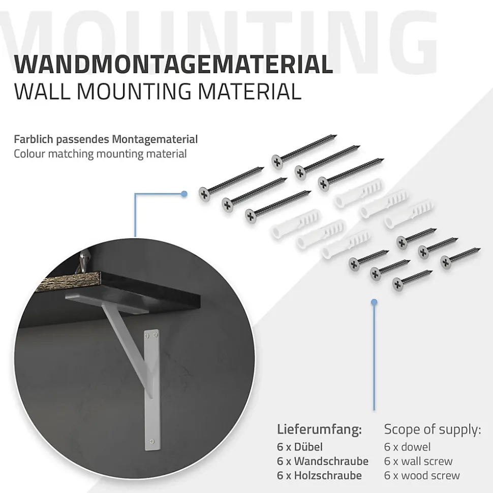 4x Support Etagere murale fixation flottante aluminium blanc