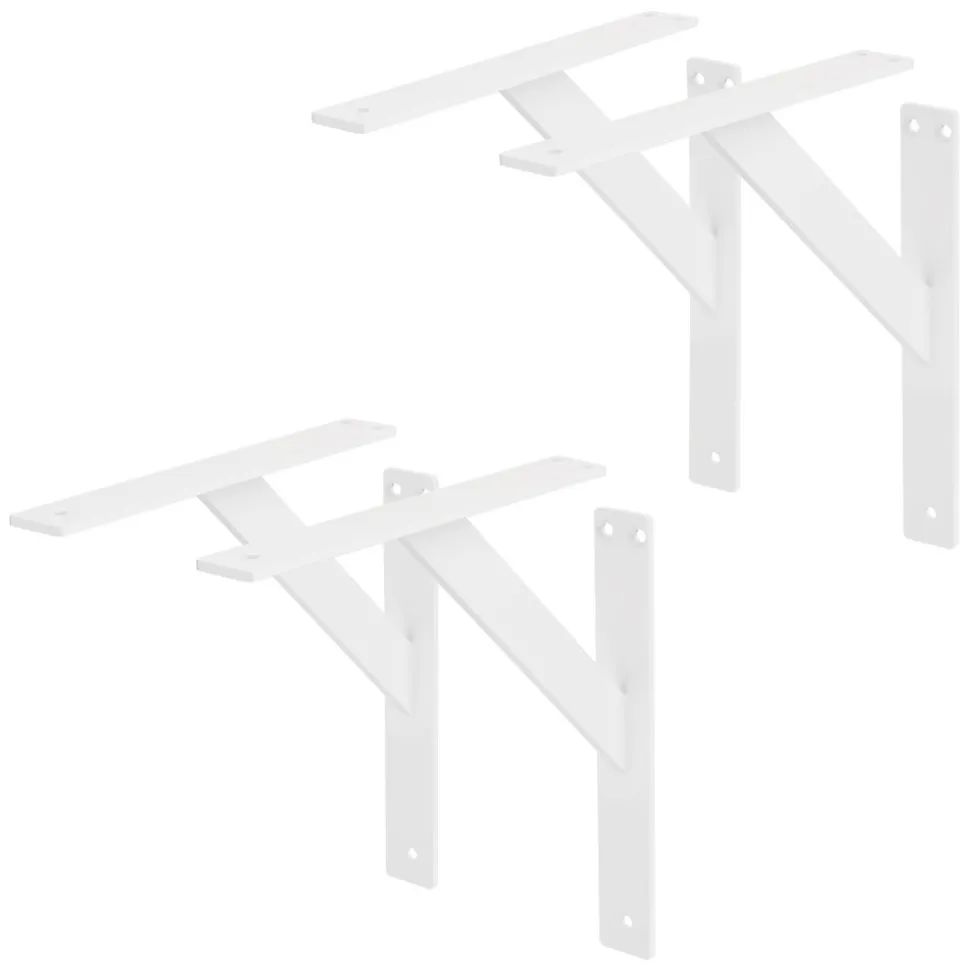 4x Support Etagere murale fixation flottante aluminium blanc